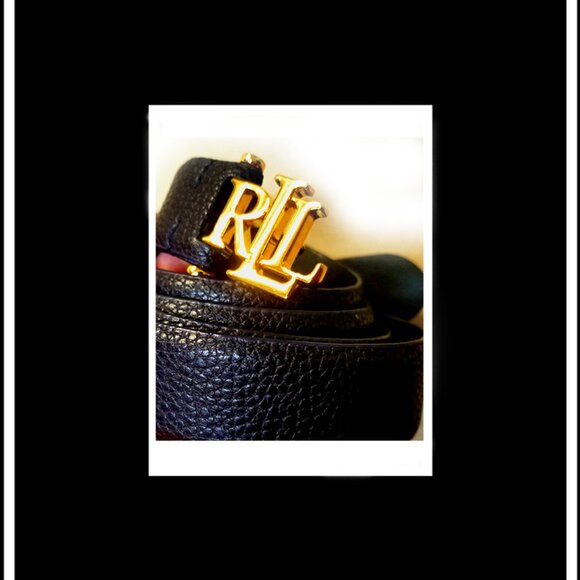 New Rare Unique RLL Ralph Lauren Top Grade High Grain Black Genuine Leather Belt - Picture 3 of 10
